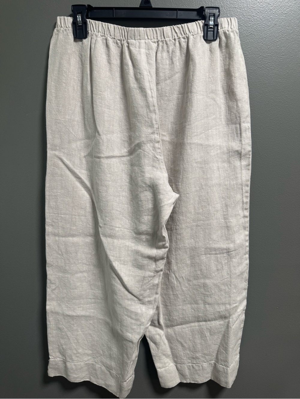 bryn Walker Relaxed Natural Cream Oatmeal Elastic Waist Linen Pant Lagenlook L - Picture 6 of 6